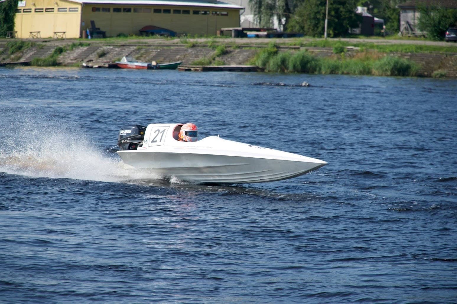 Action shot of powerboat racing